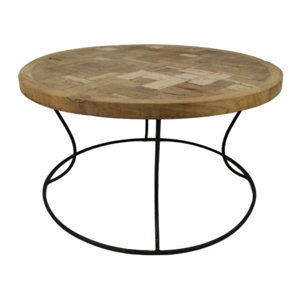 Odkládací stolek s deskou z teakového dřeva HSM collection Mosa, ⌀  80 cm