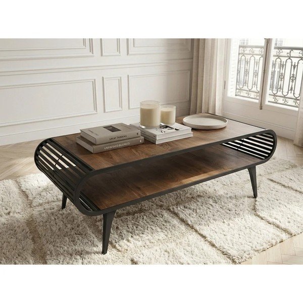 Kohvilaud naturaalses värvitoonis tammepuust pealispinnaga 60x120 cm Billie - Bobochic Paris-image-1