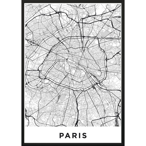Seinaplakat raamis MAP/PARIS/NO2, 40 x 50 cm Map Paris - DecoKing