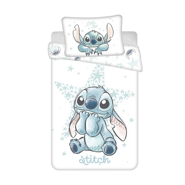 Valge puuvillane voodipesu 100x135 cm Lilo and Stitch "White Star" - Jerry Fabrics