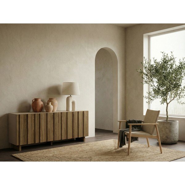 Kreemikas/naturaalne männipuidust kummut 180x78x43 cm Marlo - Marckeric-image-1