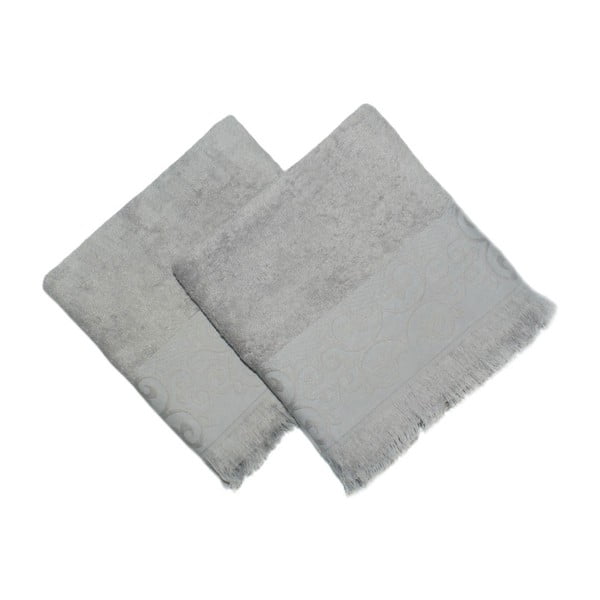 Sada 2 šedých ručníků Sehzade, 90 x 50 cm
