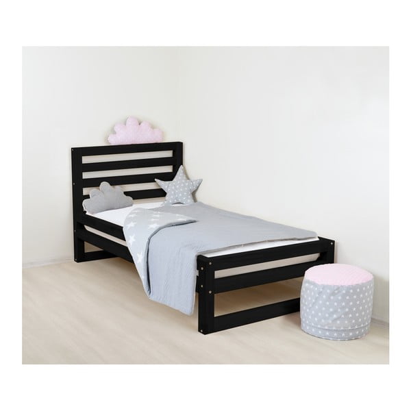 Dětská černá dřevěná jednolůžková postel Benlemi DeLuxe, 160 x 70 cm