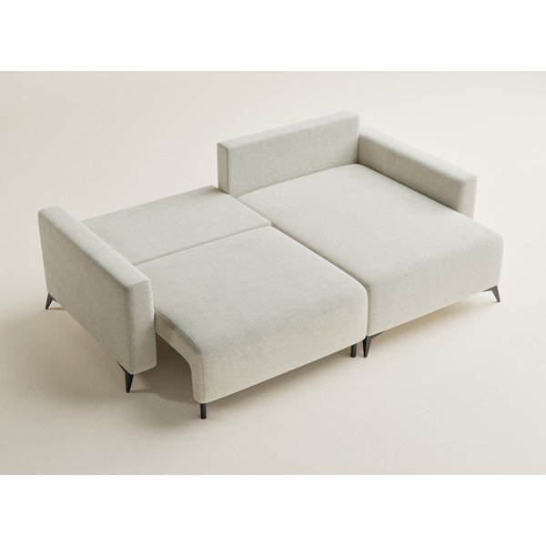 Kreemjas šenilldiivanvoodi/panipaigaga nurgadiivan (parem nurk/diivanvoodiga) Leon - Maison de Rêve-image-3