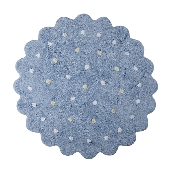 Modrý bavlněný ručně vyráběný koberec Lorena Canals Biscuit, průměr 140 cm