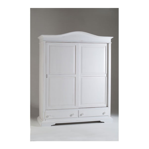 Bílá dřevěná šatní skříň s posuvnými dveřmi Castagnetti Nadine