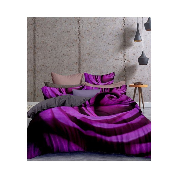 Fialové povlečení z mikrovlákna na jednolůžko DecoKing Omorfi, 155 x 220 cm-image-1