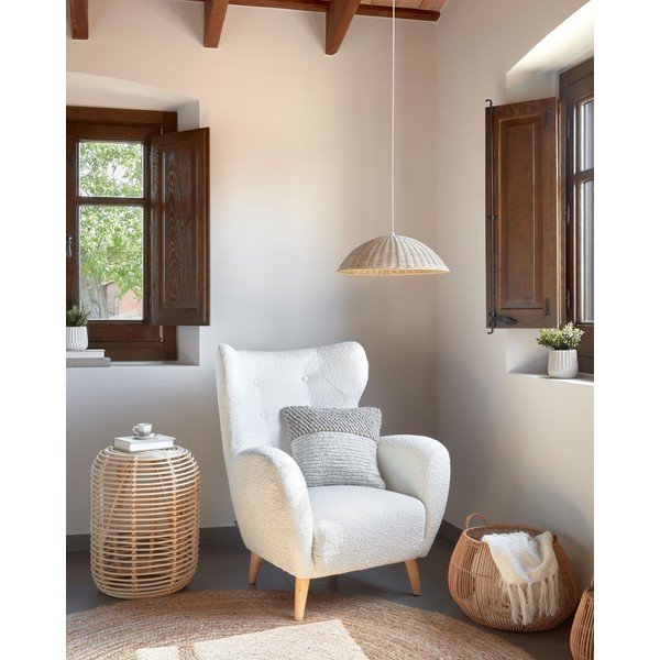 Valge bukleekangast tugitool Patio - Kave Home-image-1