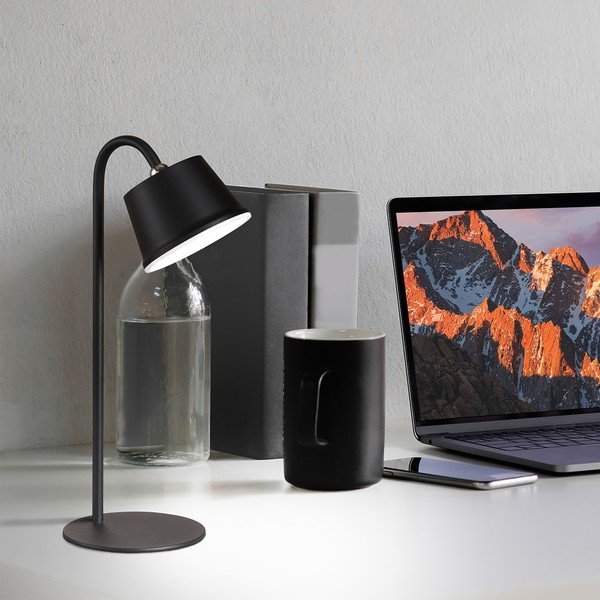 Must LED lauavalgusti metallist varjuga (kõrgus 34 cm) Voet - Fischer & Honsel-image-1