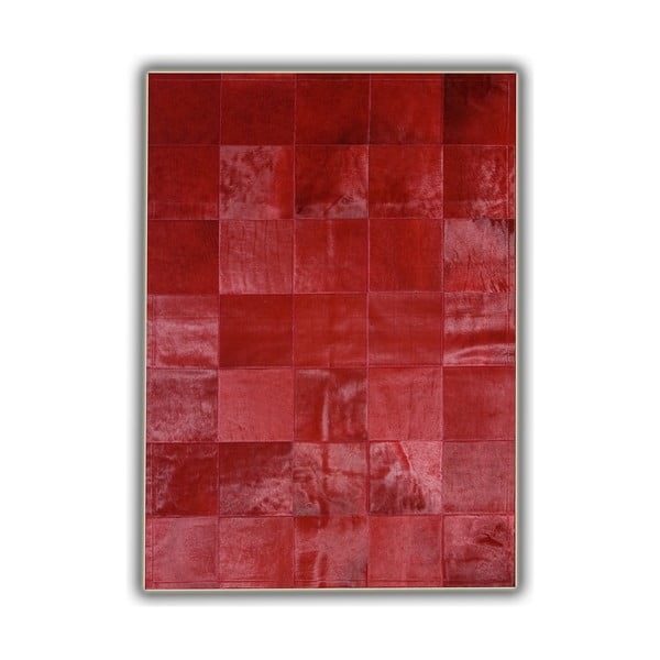 Koberec z pravé kůže Plain Red, 140x200 cm