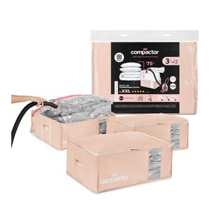 Vaakumplastist riiete hoiukastid 3tk komplektis 65x45x27 cm Pink Edition - Compactor
