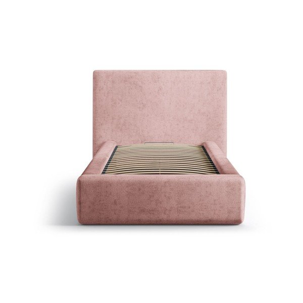 Roosa polsterdatud üheinimesevoodi koos panipaiga ja voodipõhjaga 90x200 cm Amy - Micadoni-image-3