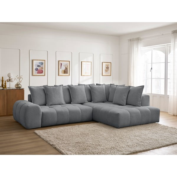 Tumehall šenilldiivanvoodi/panipaigaga nurgadiivan (parem nurk/L-kujuline) Everest - Bobochic Paris-image-1