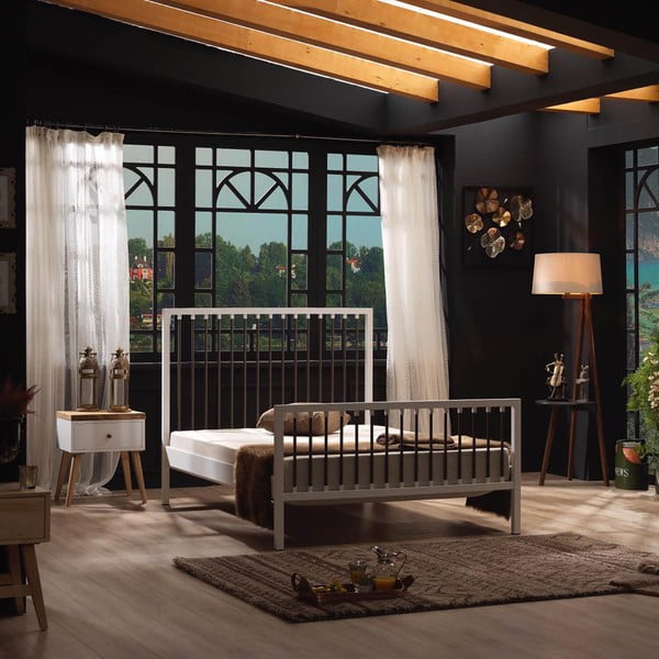 Valge metallist kaheinimesevoodi koos voodipõhjaga 180x200 cm Breeze - Kalune Design-image-4