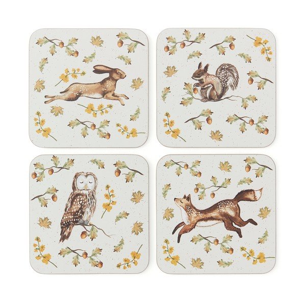 Hallikaspruunid korgist joogialused, 4 tk komplekt Forest Fable - Cooksmart ®