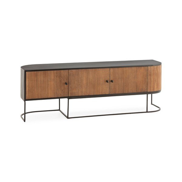Mangopuust televiisorilaud naturaalses värvitoonis 160x55x40 cm Curve - MOME
