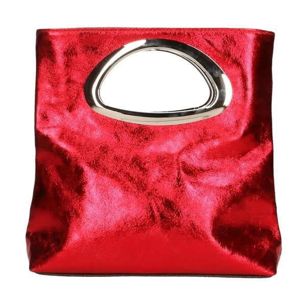 Červená kožená kabelka Chicca Borse Lumino
