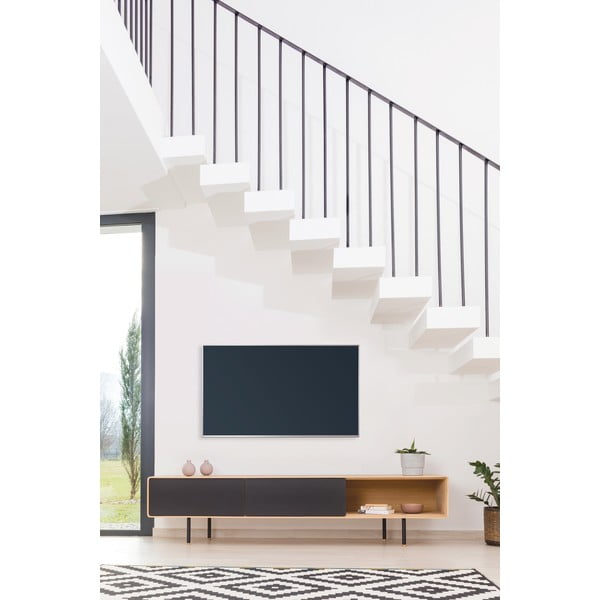 Tammepuidust telerilaud must-puiduvärvi 200x48 cm Fina - Gazzda-image-1