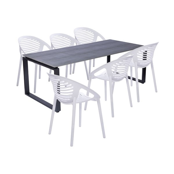 Aia söögikomplekt 6 inimesele valge tooliga Joanna ja lauaga Strong, 210 x 100 cm - Bonami Selection