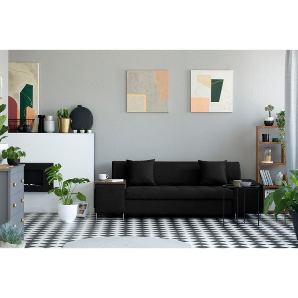 Černá pohovka s nohami ve stříbrné barvě Cosmopolitan Design Orlando, 220 cm-image-1