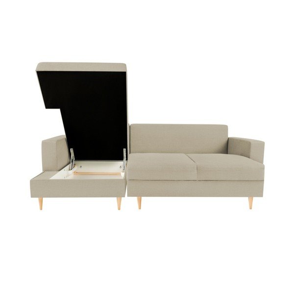 Béžová rohová rozkládací pohovka s lenoškou na levé straně Mazzini Sofas Iris-image-1