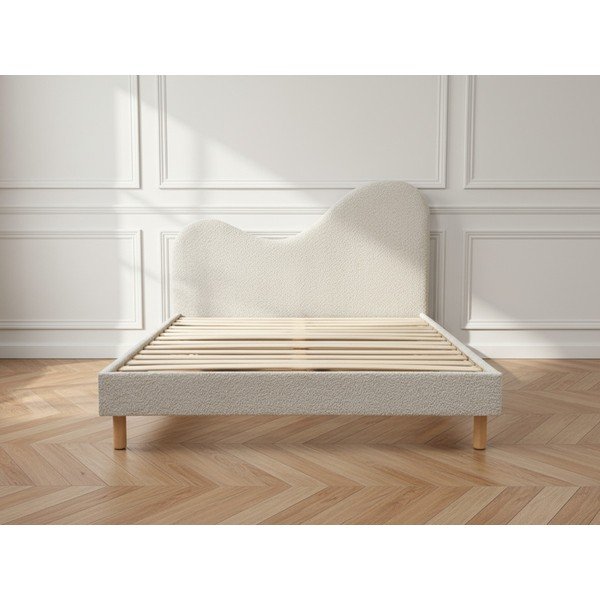 Beež polsterdatud kaheinimesevoodi liistudest raamiga 160x200 cm Celina - Bobochic Paris-image-3