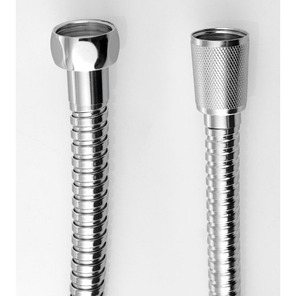 Läikiv hõbedane roostevabast terasest dušivoolik Powerflex - Sapho-image-1