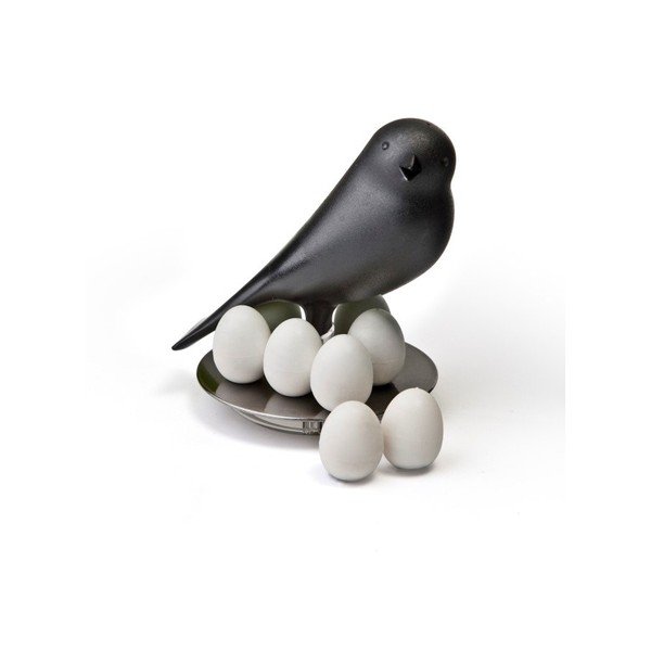 Černý stojánek s magnety Qualy Magnetic Egg Sparrow-image-1