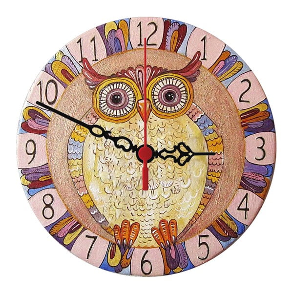 Nástěnné hodiny Colorful Owl, 30 cm