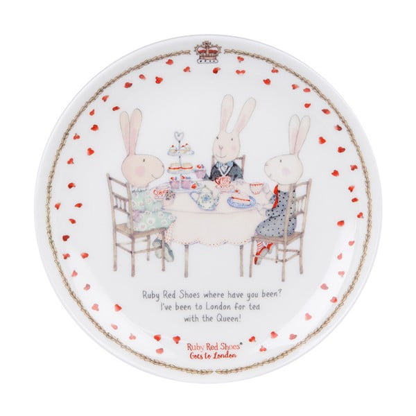Dezertní talíř z kostního porcelánu Ashdene Ruby Red London Cousins, ⌀ 15 cm