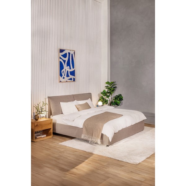 Taupe polsterdatud kaheinimesevoodi koos voodipõhja ja panipaigaga 160x200cm Thessa Pillow - Bonami Selection-image-1