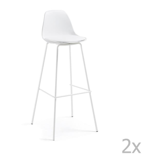 Sada 2 bílých barových židlí La Forma Lysna