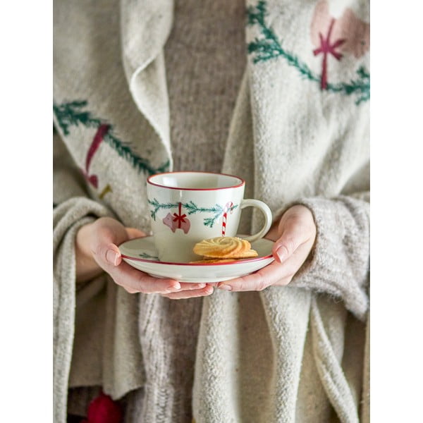 Valge jõulumotiiviga kivikeraamikast kruus 300 ml Yule - Bloomingville-image-1