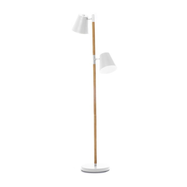 Bílá volně stojící lampa s dřevěnými detaily Leitmotiv Rubi