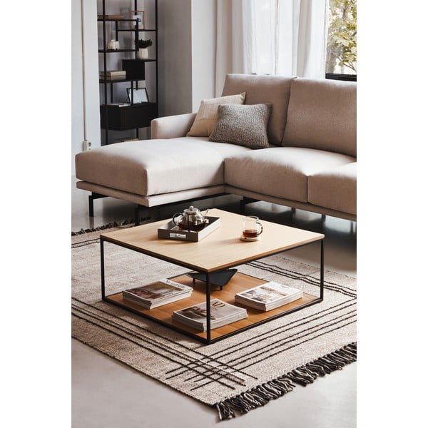 Tammeplaadiga kohvilaud 80x80 cm Yona - Kave Home-image-2