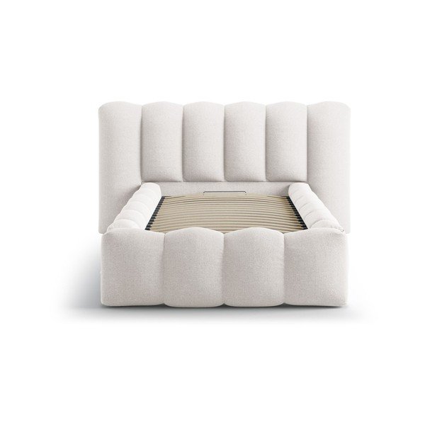 Kreem polsterdatud üheinimesevoodi koos panipaiga ja voodipõhjaga 90x200 cm Lupine - Micadoni-image-3