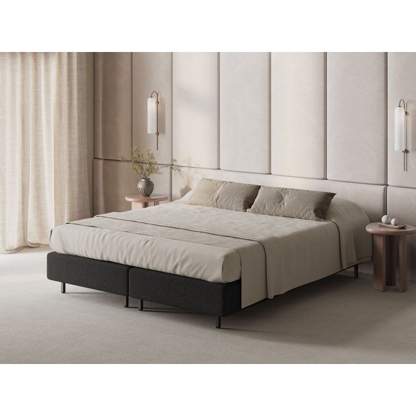 Must polsterdatud üheinimesevoodi ilma peatsita 90x200 cm Whale - Micadoni-image-1