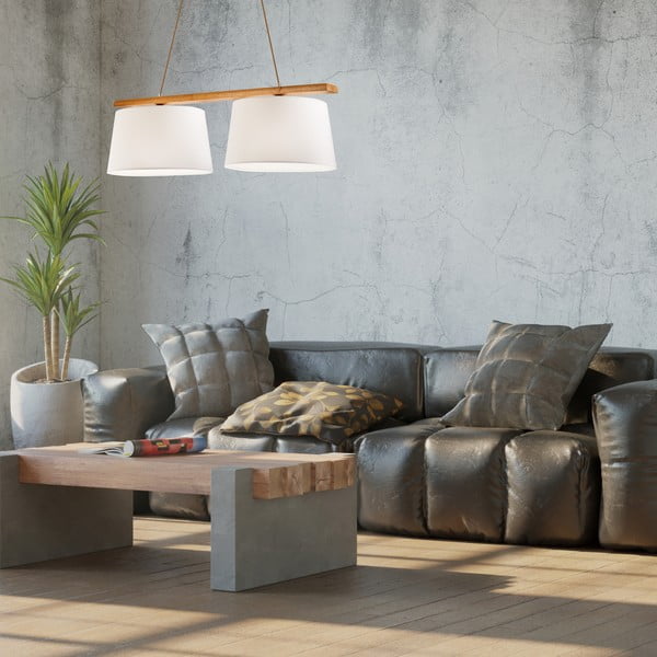 Pruun rippvalgusti tekstiilist varjuga ø 35 cm Aida - LAMKUR-image-3