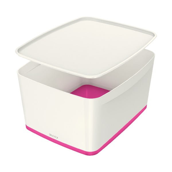 Valge ja roosa plastikust kaanega hoiukarp 32x38.5x20 cm MyBox - Leitz