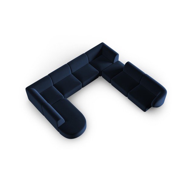 Sinine sametist nurgadiivan (parem nurk/"U"-kujuline) Paolo - Milo Casa-image-1