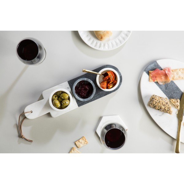 Sada 3 bílo-šedých mramorových servírovacích misek Premier Housewares Marble-image-1