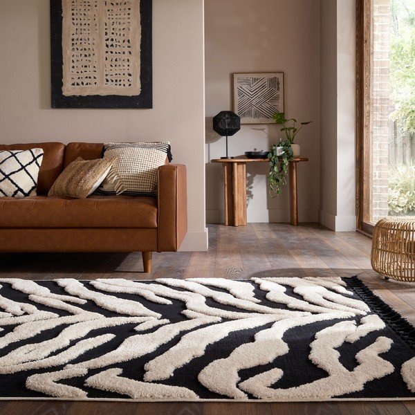 Mustvalge vaip 133x190 cm Esra Zebra - Flair Rugs-image-1