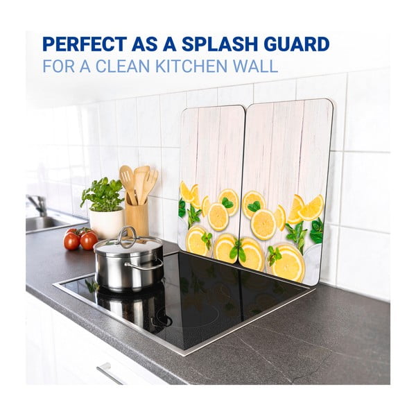 Karastatud klaasist pliidikatted 2 tk komplektis 52x30 cm Lemons - Wenko-image-4