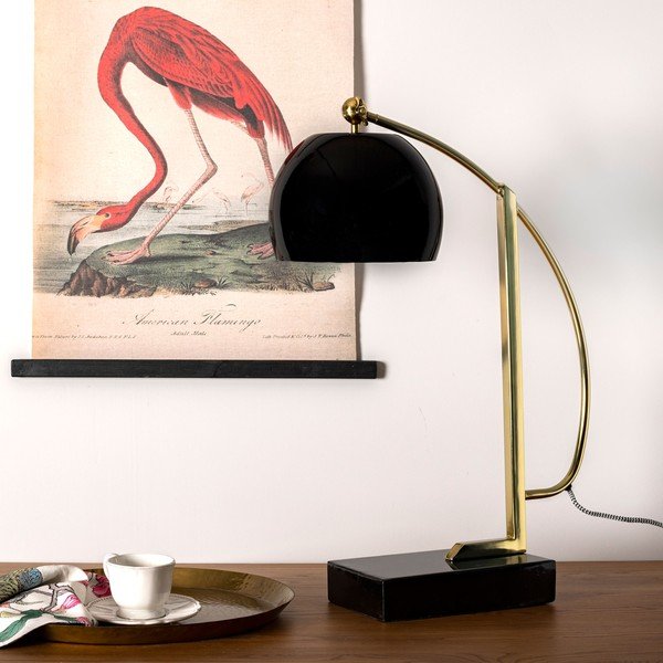 Must läikiv laualamp metallist varjuga (kõrgus 56 cm) Antique - HF Living-image-1