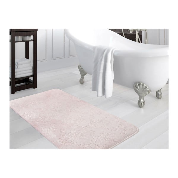 Pudrově růžová koupelnová předložka Madame Coco Smooth, 100 x 150 cm