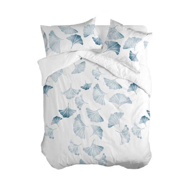 Valge-sinine puuvillane voodikate kaheinimesevoodile 200x200 cm Ginkgo - Blanc