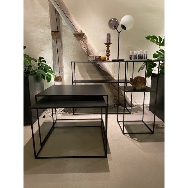Mustad metallist diivanilauad 2 tk 65x65 cm Pebble - Unique Furniture-image-1