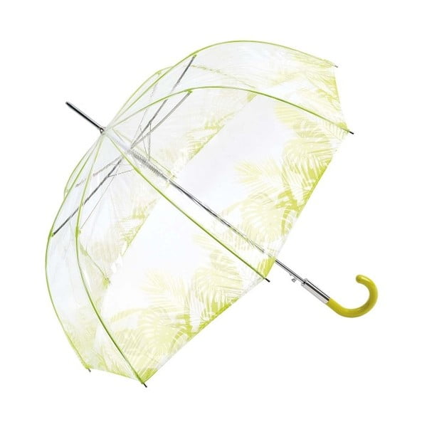 Transparentní holový deštník se zelenými detaily Ambiance Birdcage Tropical Leaves, ⌀ 86 cm