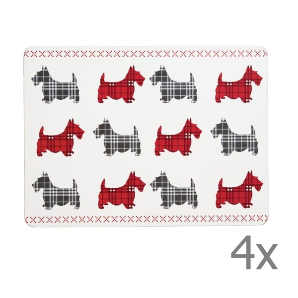 Sada 4 prostírání Traditional Scottie Dog