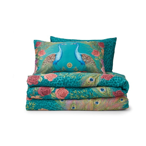 Sinakasroheline satiin-puuvillane voodipesu kaheinimesevoodile 200x200 cm Xanadu Peacock - Matthew Williamson